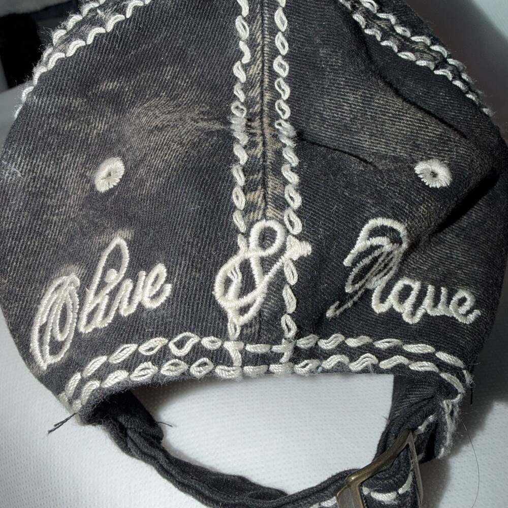 Olive & Pique Distressed Rhinestone Butterfly Embellished Baseball Cap - Picture 4 of 4